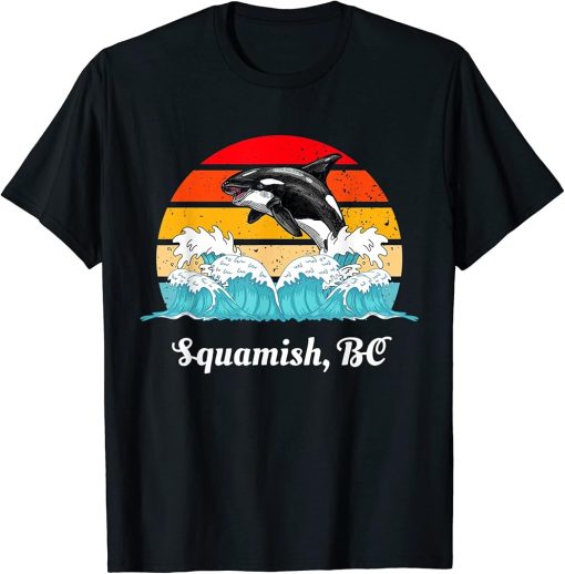 Vintage Squamish BC Distressed Orca Killer Whale Art T-Shirt