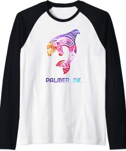 Palmer Alaska Native American Orca Killer Whale Raglan Baseball Tee